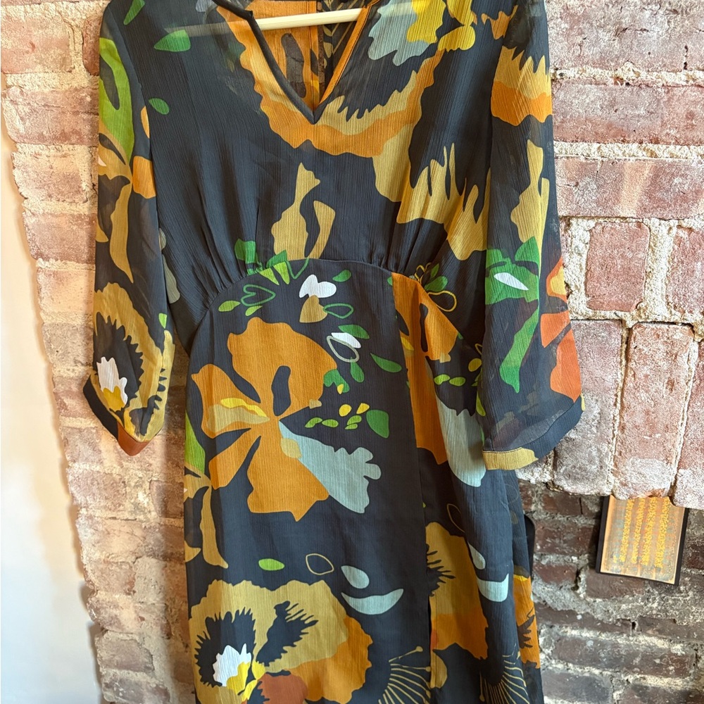 Blue V-Neck Dolman Sleeve Midi Sundress
